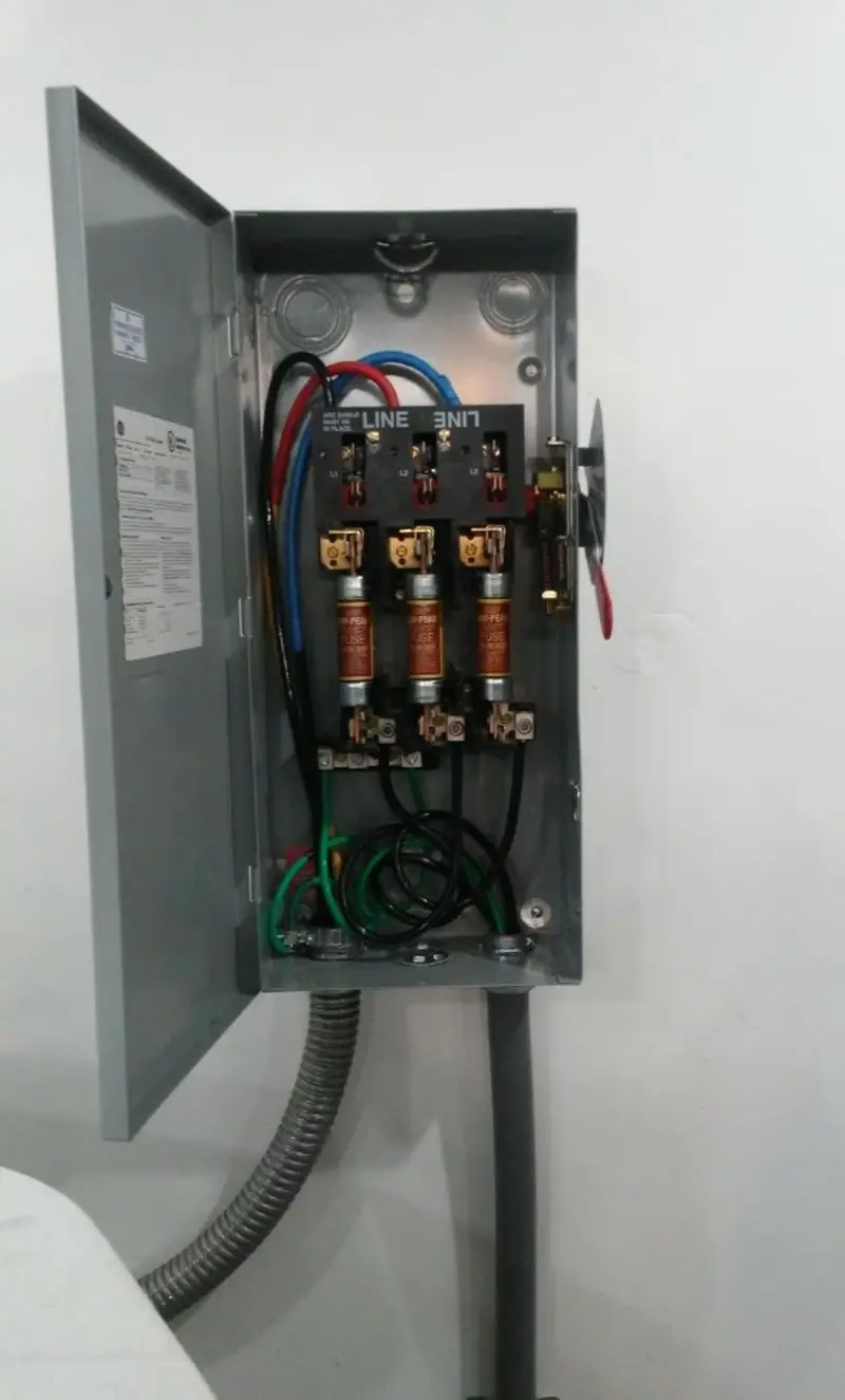 Three-phase disconnect switch installed for Smoke Detector Installation in Kingsford